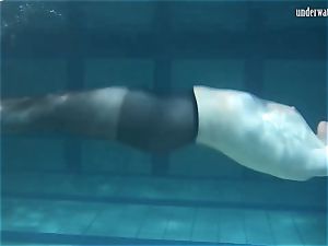 Lozhkova in observe thru shorts in the pool